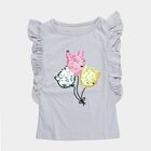 Girls' Purple Cotton Round Neck Romantic T-Shirt, लाइलेक, small