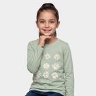 Girls Mint Green Round Neck Regular Top, हल्का हरा, small