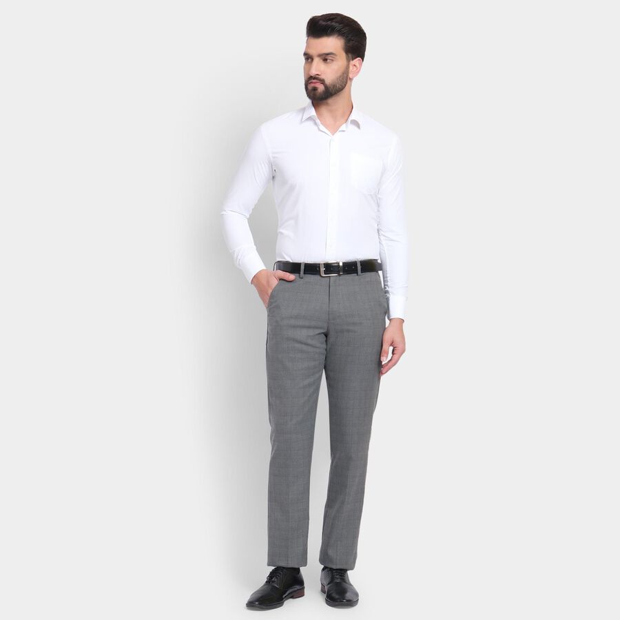 Men's Slim Fit Formal Trousers , गहरा ग्रे, large image number null