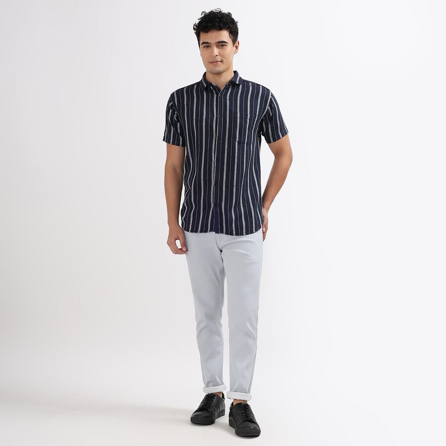 Men's Casual Shirt, Navy Blue, large