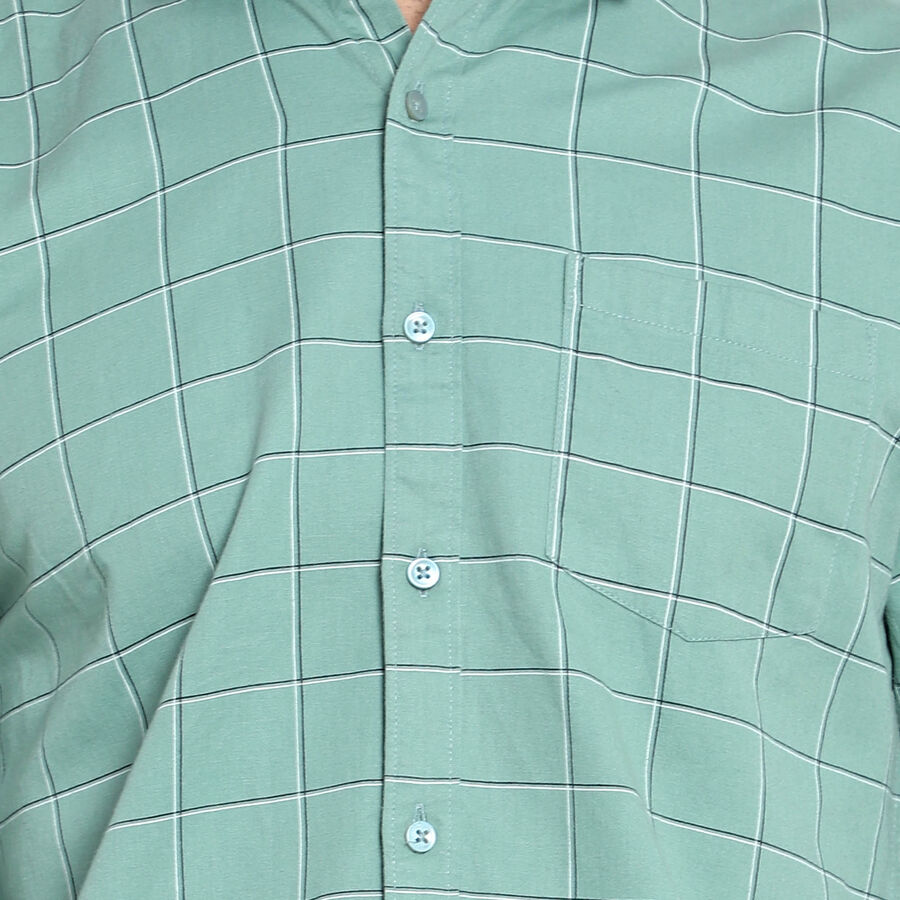 Cotton Checks Casual Shirt, Light Green, large image number null