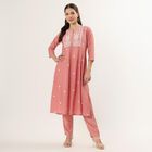 Women's Pink Floral Printed Ethnic Set, हल्का गुलाबी, small