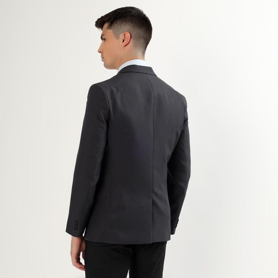Men's Dark Grey Slim Fit Single-Breasted Blazer, Dark Grey, large image number null