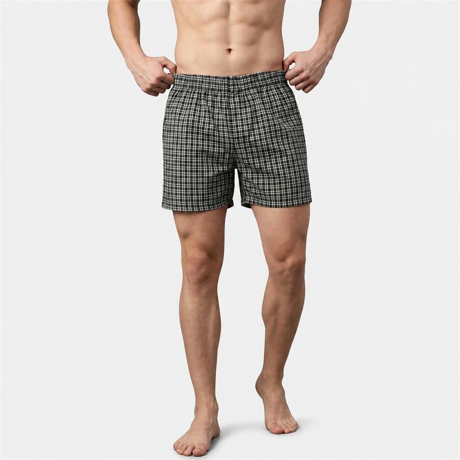 Men's Light Green Relaxed Fit Checked Boxers, Light Green, large