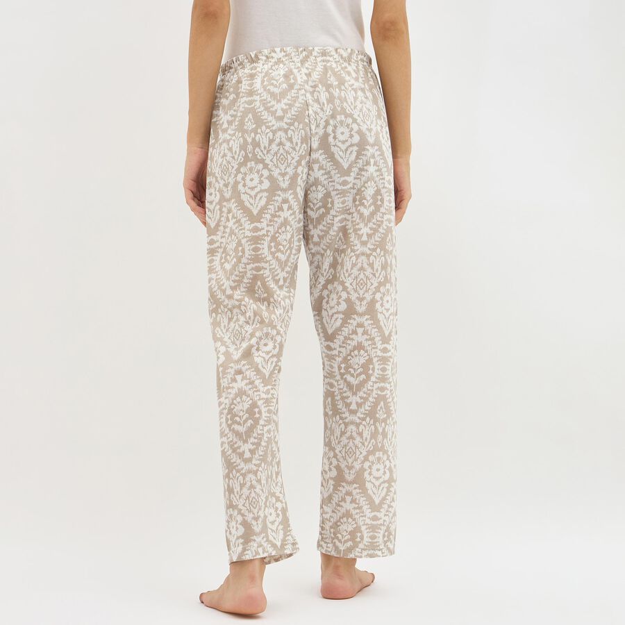 Women's Muted Beige Printed Full-Length Pyjama, Light Grey, large image number null