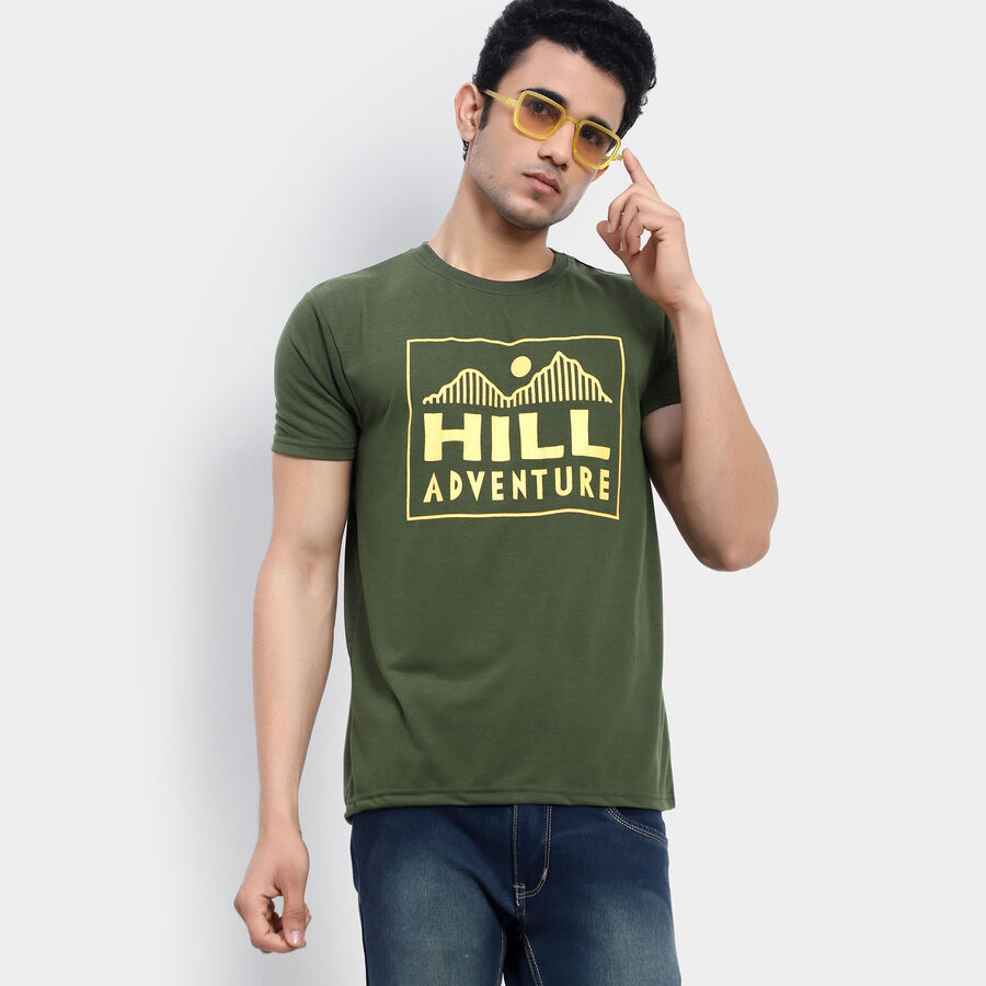 Round Neck T-Shirt, Olive, large image number null