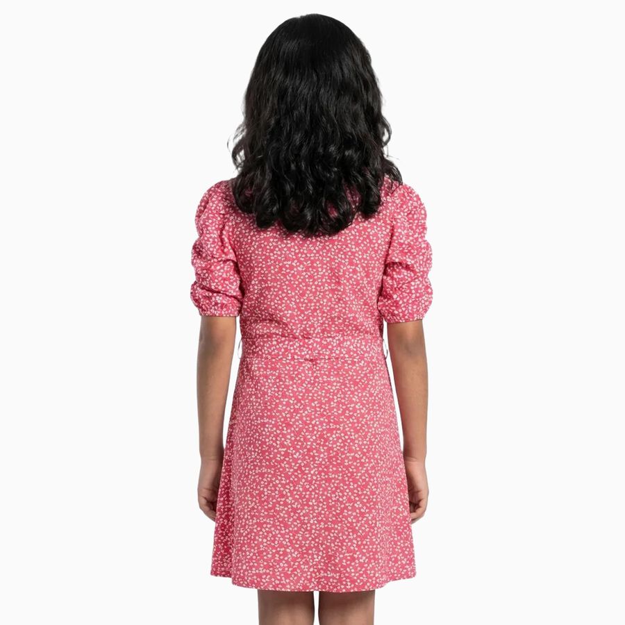 Girls Bright Floral Sleeveless Casual Dress, गुलाबी, large