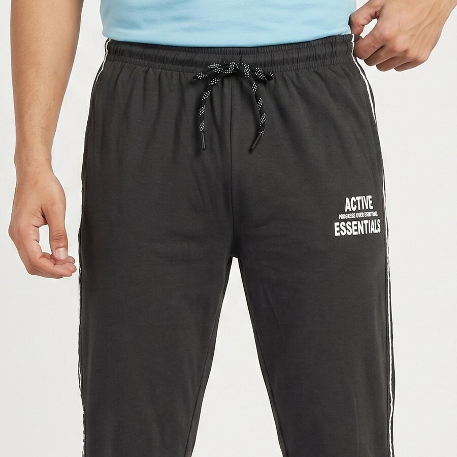 Men's Dark Grey Jogger Fit Side-Striped Track Pants, Dark Grey, large