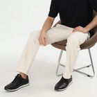 Men's Soft Beige Slim Fit Drawstring Casual Trousers, एक्रू मिश्रित, small image number null