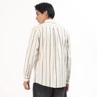 Men's Light Beige Cotton Full Sleeve Classic Collar Striped Shirt, Olive, small image number null