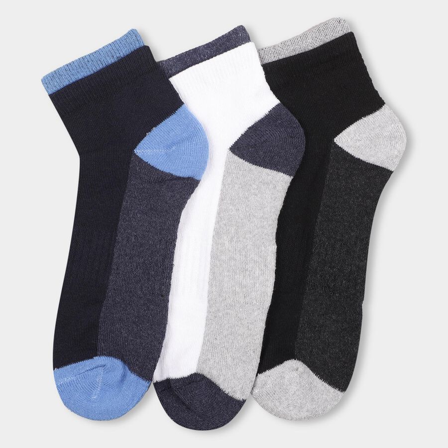 Men's Color-Blocked Sports Socks, काला, large image number null