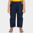 Girls' Navy Blue Regular Fit Pull-On Jeans, गहरा नीला, small