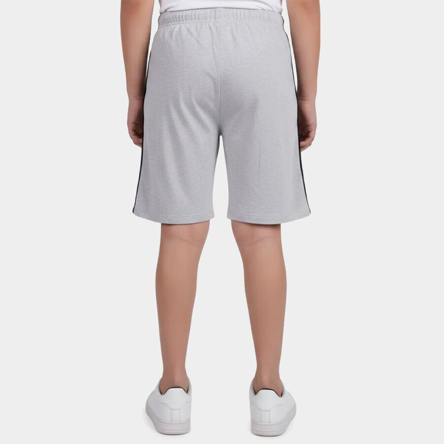 Boys Grey Regular Fit Casual Bermuda Shorts, Ecru Melange, large