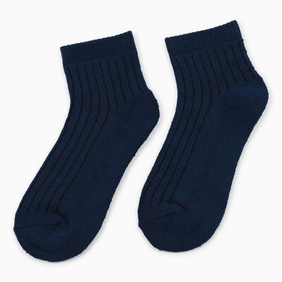 Women's Navy Blue Regular Fit Ribbed Ankle-Length Socks