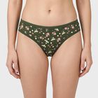 Women's Olive Green Regular Fit Floral Print Panty, Olive, small