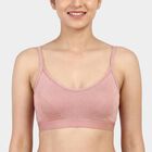Women's Brown Cotton Blend Wireless Full Coverage Bra, Brown, small