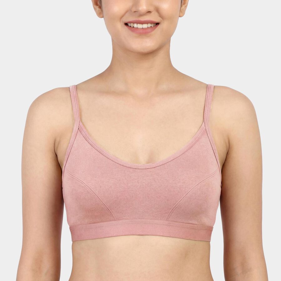 Women's Brown Cotton Blend Wireless Full Coverage Bra, Brown, large