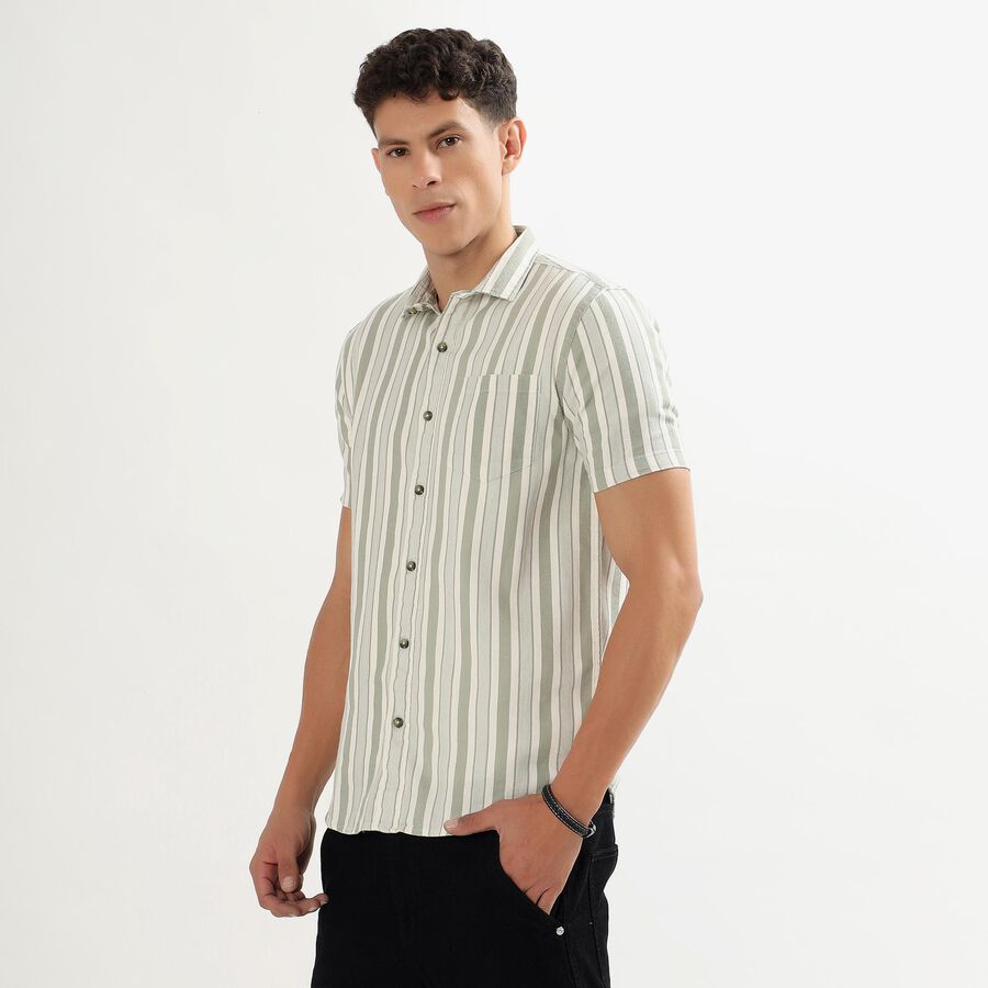 Men's 100% Cotton Casual Shirt, Light Green, large image number null