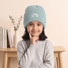 Girls' Mint Green Embroidered Rainbow Beanie Cap, हल्का हरा, small