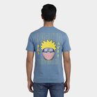 Men's Blue Cotton Round Neck Casual T-Shirt, Mid Blue, small