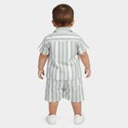 Infants' Mint Green 100% Cotton Collar Neck Striped Baba Suit, Light Green, small