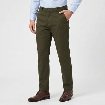 Men's Olive Green Slim Fit Chino Trousers