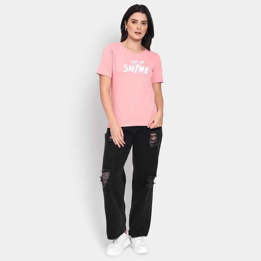 Ladies' Round Neck T-Shirt, Light Pink, large