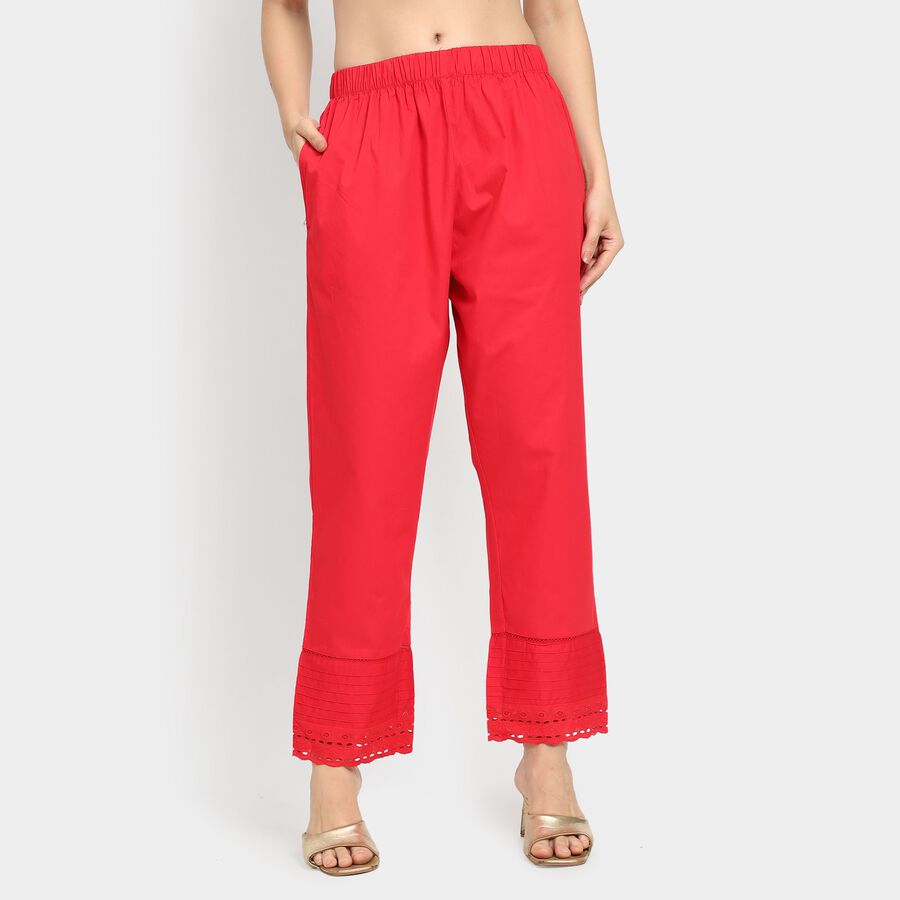 Ladies' 100% Cotton Palazzos, लाल, large image number null