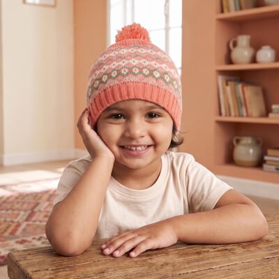 Girls' Pink Pom-Pom Beanie Cap