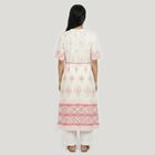 Women's Light Pink Round Neck Geometric Printed Straight Kurta, Light Pink, small