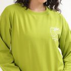 Women's Bright Lime Green Crew Neck Casual Sweatshirt, हल्का हरा, small image number null