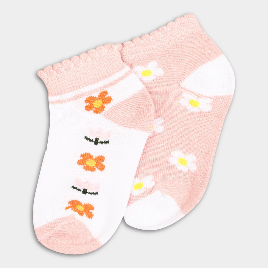Girl's Socks (Pack of 2), Peach, large