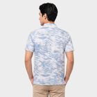 Men's Light Blue Cotton Polo Neck Printed T-Shirt, Light Blue, small