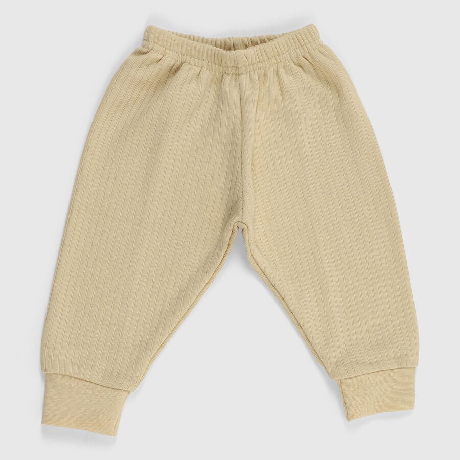 Infants Light Beige Thermal Pants, Beige, large image number null