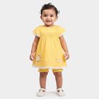 Infants' Yellow Smocked Embroidered Frock, पीला, small