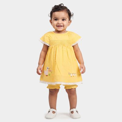 Infants' Yellow Smocked Embroidered Frock