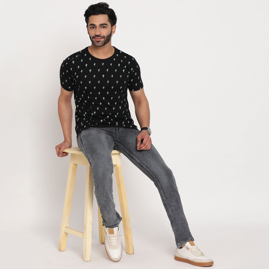 Round Neck T-Shirt, Black, large image number null