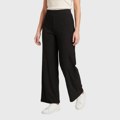 Ladies' Black Wide Leg Textured Track Pants