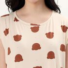 Women's Light Beige Round Neck Casual Nighty, Beige, small image number null