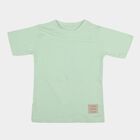Boys' Light Green Round Neck Textured T-Shirt, Light Green, small