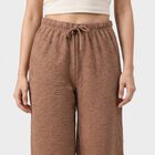 Women's Brown Relaxed Fit Solid Elastic Waist Pyjama, Brown, small