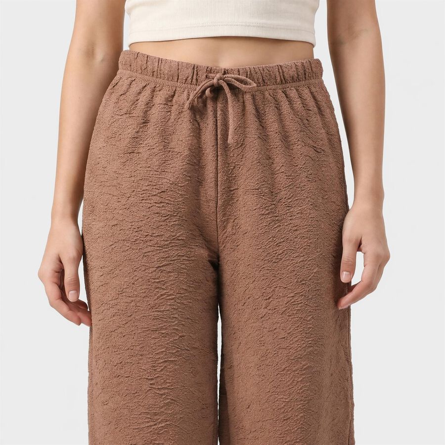Women's Brown Relaxed Fit Solid Elastic Waist Pyjama, Brown, large