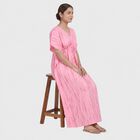 Women's Pink V-Neck Tie-Dye Kaftan Nighty, Light Pink, small