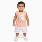 Infant Peach Cotton Sleeveless Casual Shorts Set, Peach, small
