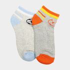 Boys' Grey Regular Fit Striped Pack of 2 Socks, Melange Light Grey, small