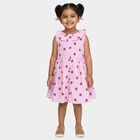 Girls' Light Pink Strawberry Printed Sleeveless A-Line Frock, Pink, small image number null