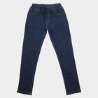 Boys' Navy Blue Straight Fit Drawstring Waist Jeans, Dark Blue, small