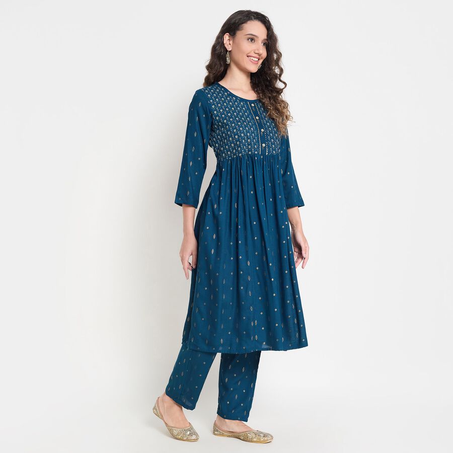 Ladies' Ethnic Set, Teal Blue, large image number null