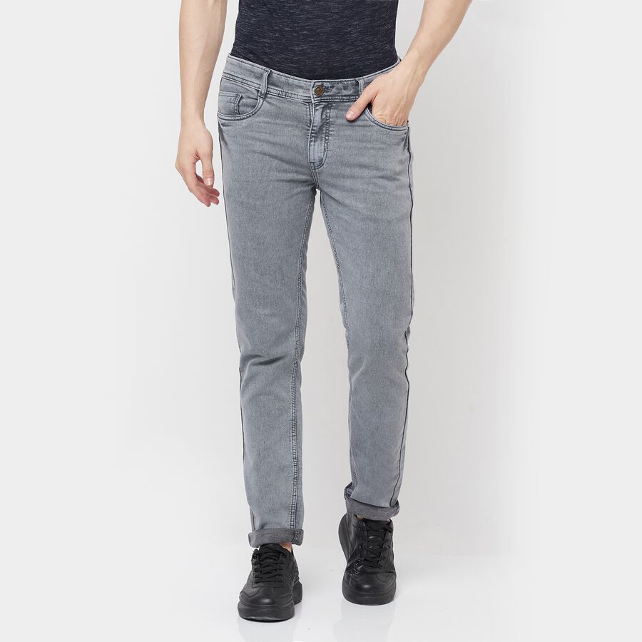 5 Pocket Skinny Fit Jeans, Light Grey, large image number null
