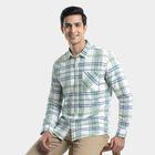 Men's Mint Green Cotton Classic Collar Casual Shirt, Light Green, small